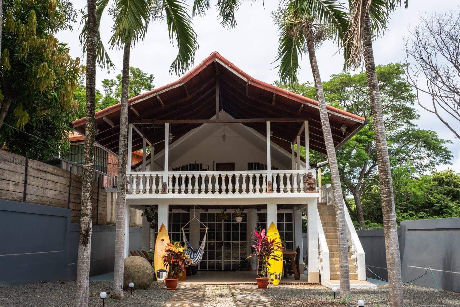 Hammock and surfboards at Mai Ke Kai Surf House
